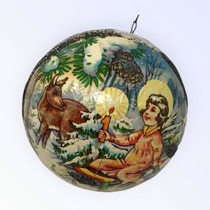 Kurt Adler Vintage Christmas Ornament Paper Mache Angel & Reindeer 1956